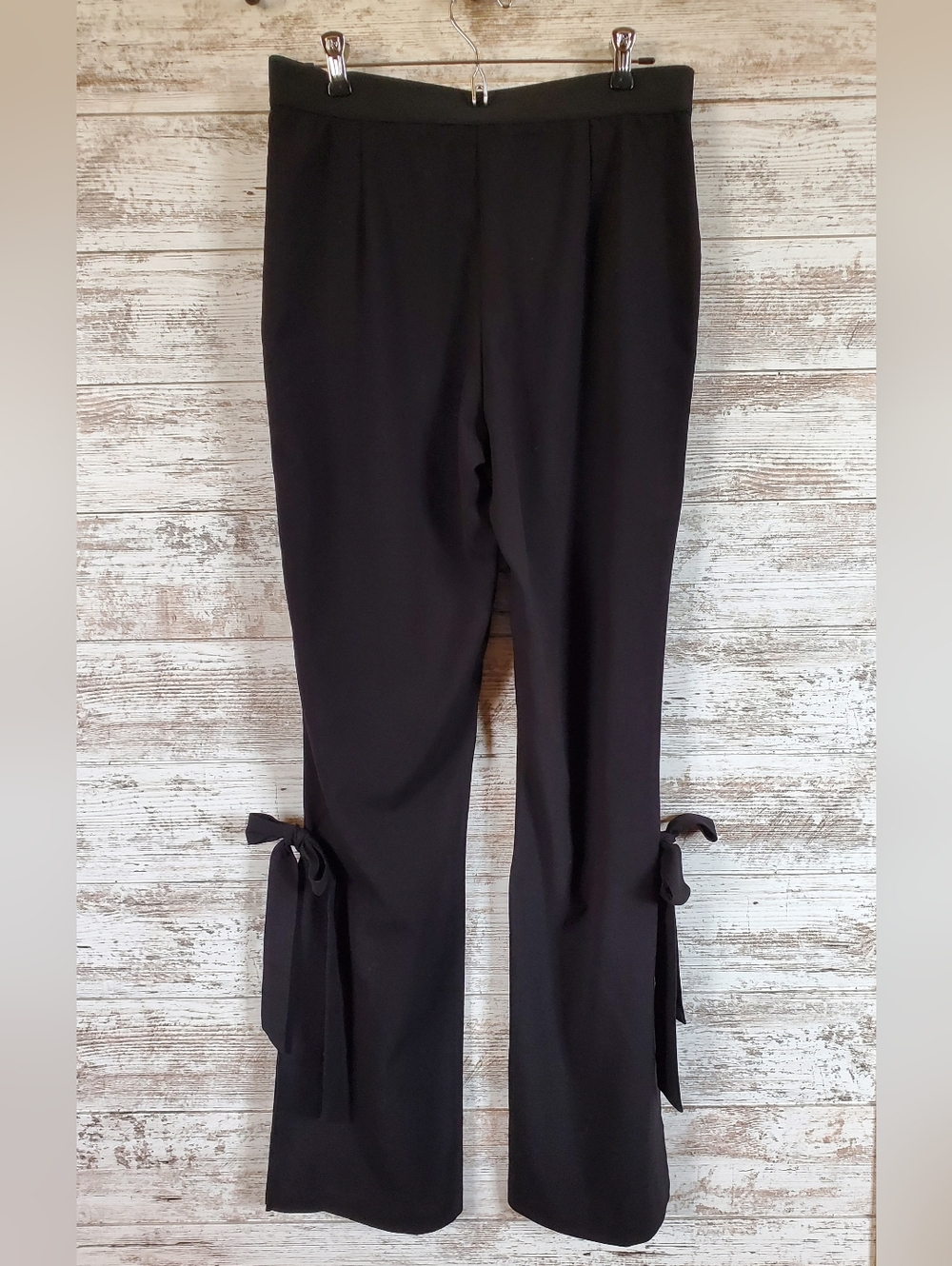 Venus Smoothing Bow Tie Hem Wide Leg Slit Pants - Black Formal - Picture 3 of 12
